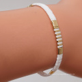 Modisches und einfaches Boho-Stil weibliches Armband Schmuck Geschenk Miyuki Reisperlen handgewebtes Bettelarmband